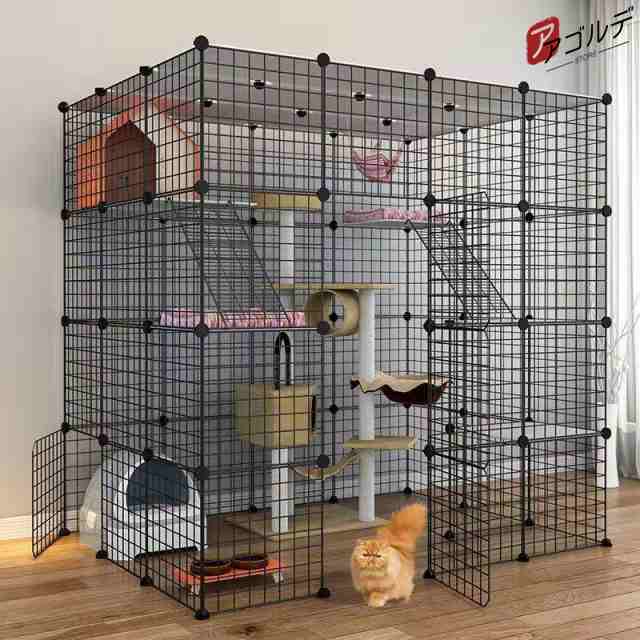 猫用ケージ 大型 多頭飼い 組立簡単 折り畳み式 掃除しやすいネコ用ゲージ
