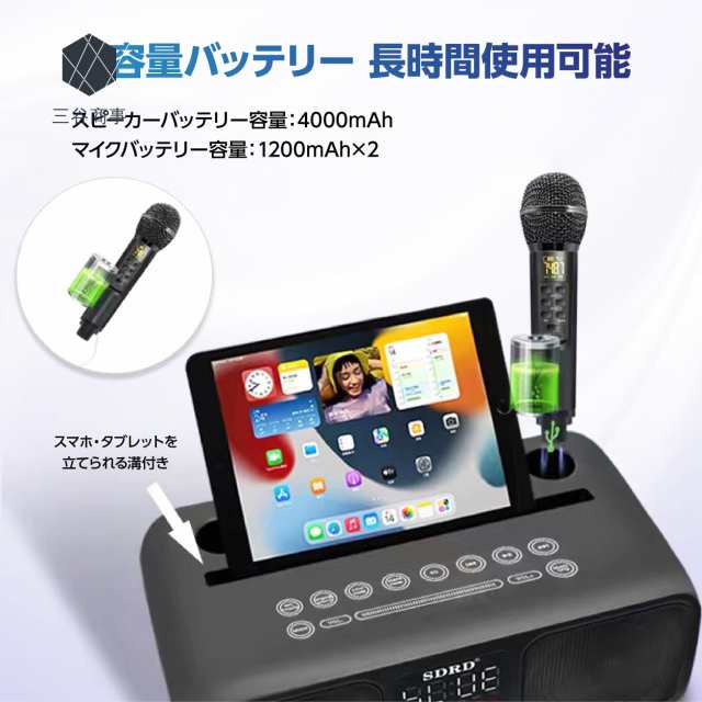 カラオケマイク 2本付きカラオケセット マイク付 充電式 高音質 カラオケマイク 2本付きカラオケセット マイク付 充電式 高音質