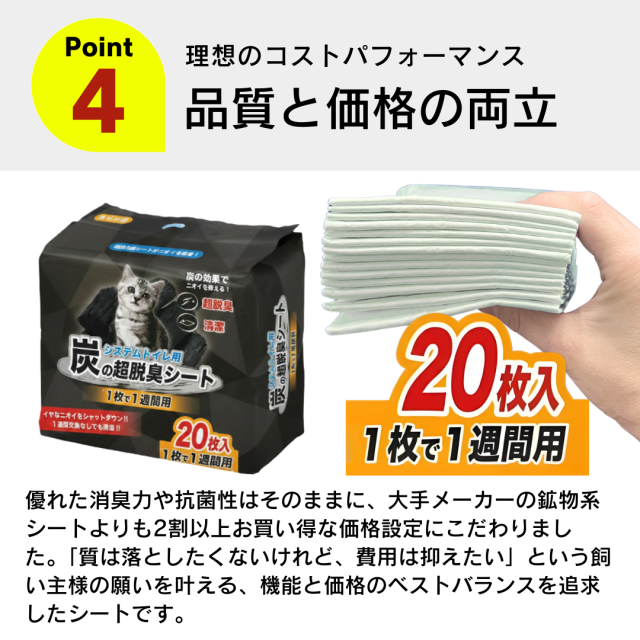 システムトイレ用 炭の超脱臭シート 20枚入×12袋セット 炭の力 炭 猫シート 抗菌 消臭 脱臭 大容量 お得 システムトイレ キジトラ 茶トラ 白猫 黒猫 サバトラ 三毛猫_6
