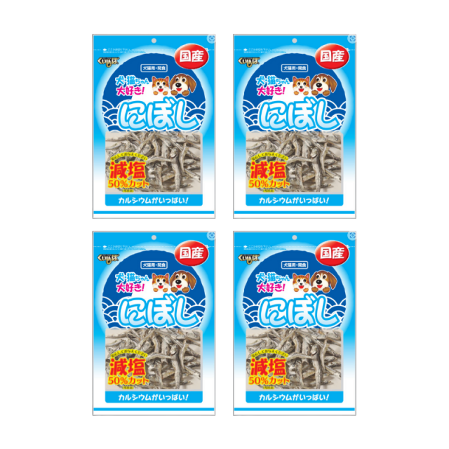 【送料無料】くいしんぼ 犬・猫ちゃん大好き にぼし 減塩 150g×30袋セット 犬猫用間食 犬用おやつ 猫用おやつ 犬猫兼用 おやつ 国産 煮干し カルシウム 無添加 無着色 多頭飼い 大容量 まとめ買い