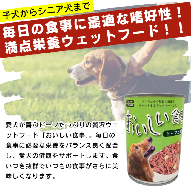 【2種類選べる】ドッグフード ウェット 375g×48個セット おいしい食事 缶詰 犬缶 大容量 多頭飼い_1
