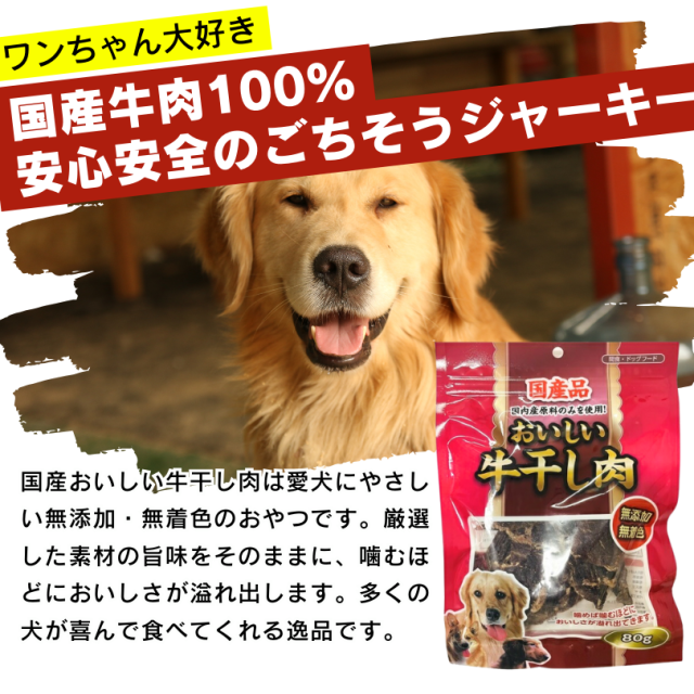 おいしい牛干し肉 80g×48袋セット 国産 牛肉 国産牛肉 無添加 無着色 厳選素材 ストレス解消 歯磨き 大容量  お徳用 まとめ売り おまけ付き 多頭 多頭飼い ジャーキー 犬用おやつ ペットフード ドッグフード 人気 長持ち_1