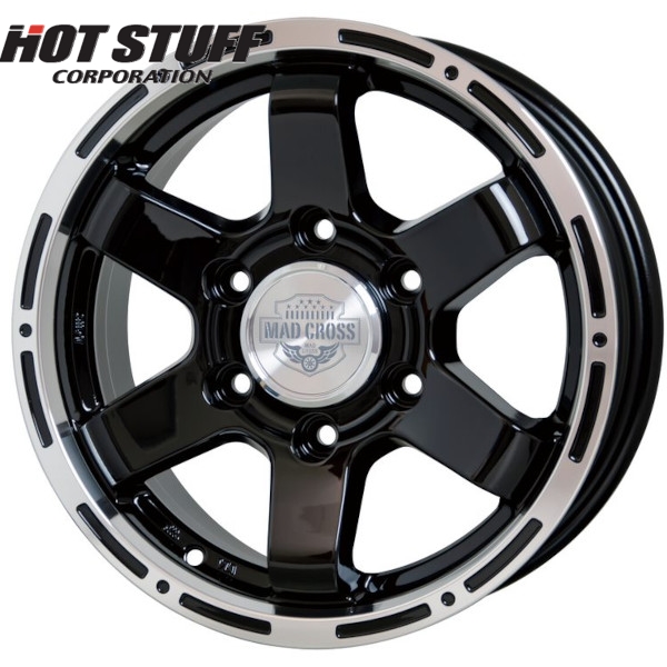 ホイールのみ1本 HOT STUFF MAD CROSS MC76 (BK/リムP) 15インチ 6.0J PCD139.7/6H インセット：44 マッドクロス MC76