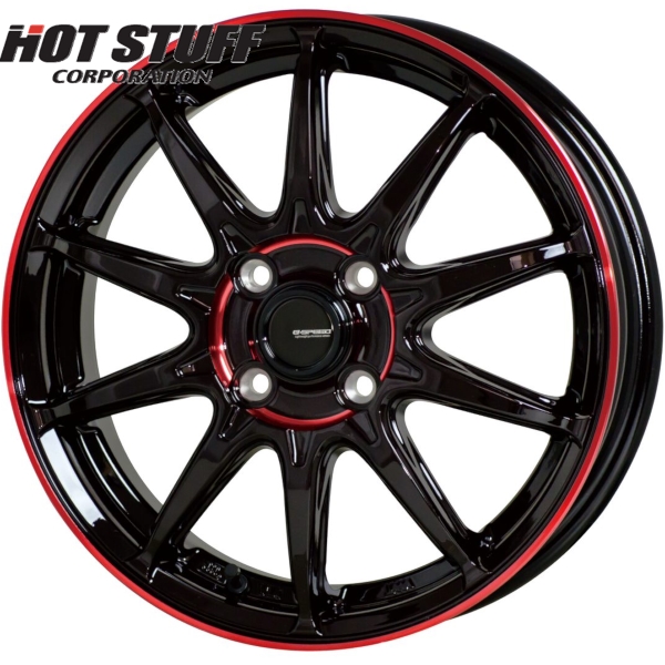 ホイール4本セット HOT STUFF G.speed P05R (BK/RED) 15インチ 5.5J PCD：100/4H インセット：38 ジースピード P-05R