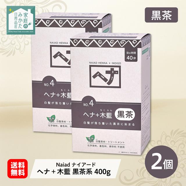 白髪染め ヘアカラー ヘナ+木藍 黒茶系 400g Naiad ナイアード 2個 カラー剤 カラーリング 毛染め トリートメント効果