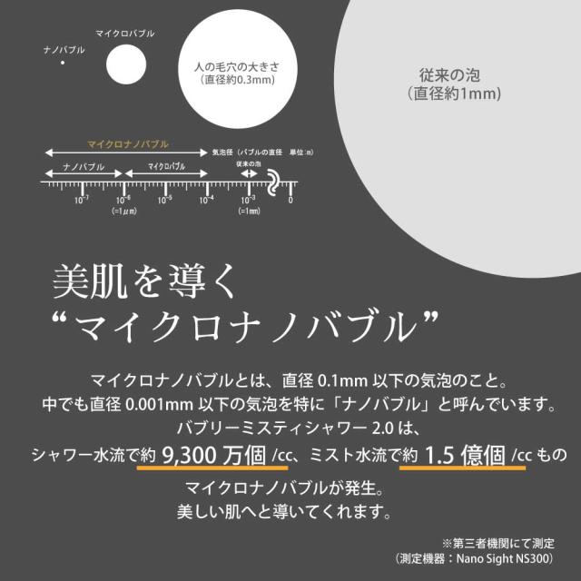 バブリーミスティシャワー2.0 SH23W ホワイト バブリー・ミスティ シャワー マイクロナノバブル マイクロバブル 節水シャワーヘッド ミスト 手元止水 ミスト ファインバブル 汚れが落ちる 切替 MIZSEI 水生活製作所_3