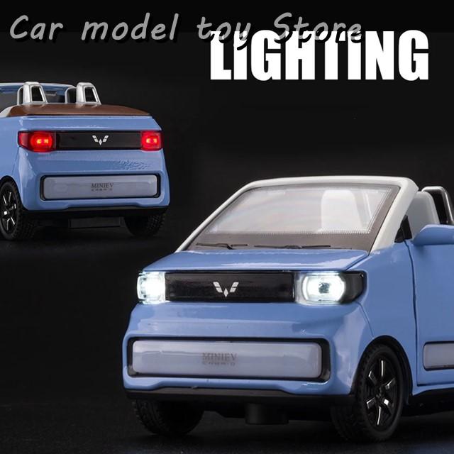1:24 WULING ミニEVコンバーチブル 合金モデルカー ダイキャストカー 金属鋳造 サウンド＆ライト車両玩具