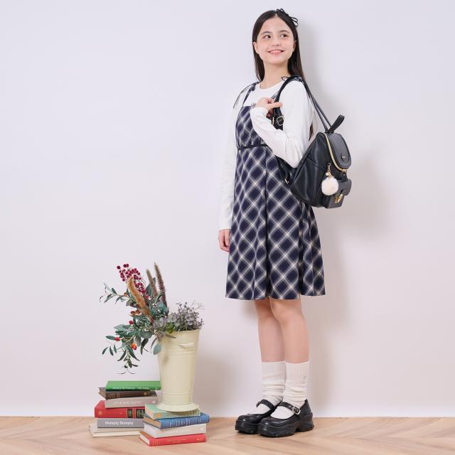 ポンポネットジュニア(pom ponette junior)【インナーセット】チェックキャミワンピース【50％OFF】【SALE】【O_50】【25AW】【SSSL】【ot】