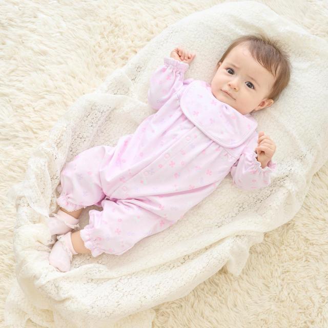 メゾピアノ(mezzo piano)【BOX付】フラワーリボン柄2wayオール＆スタイセット