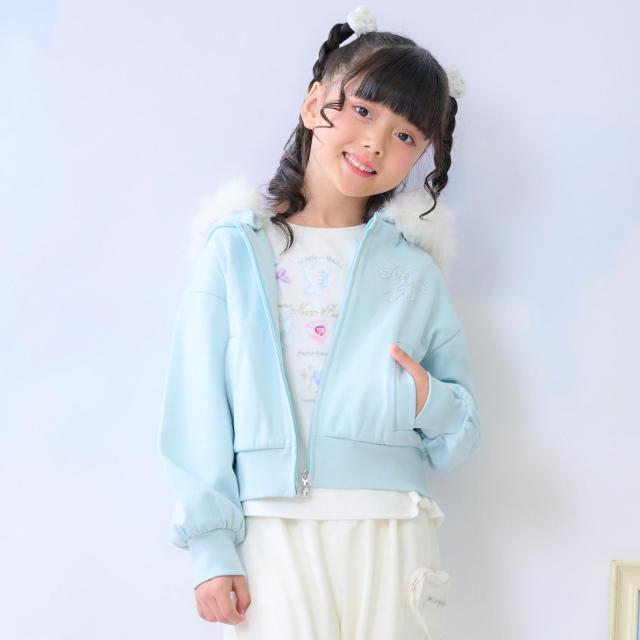 ラメ裏毛　フェイクファーフードZIPパーカ【60％OFF】【SALE】【O_60】【outlet】【outlet】【ot】