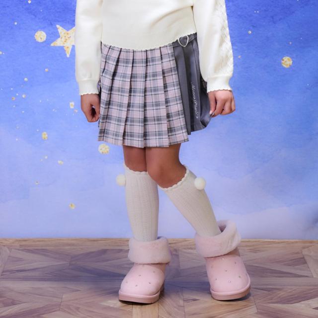 メゾピアノ(mezzo piano)切替ハートベルト　チェックプリーツスカパン【55％OFF】【SALE】【O_50】【25AW】【SSSL】【outlet】【ot】