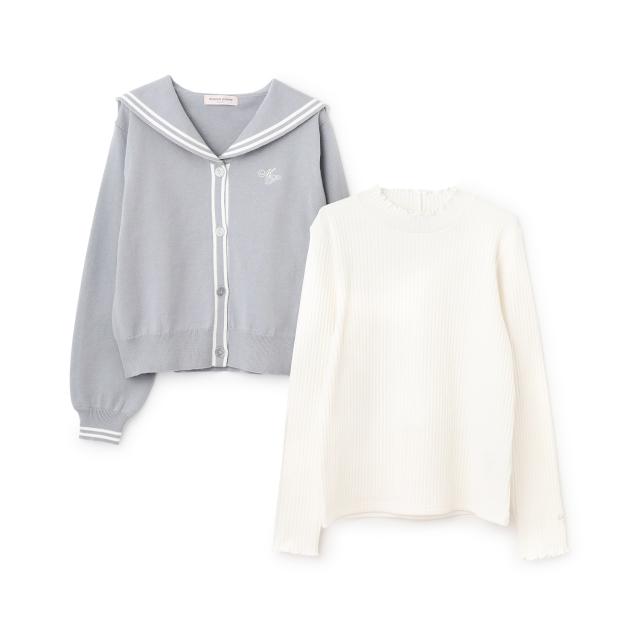 メゾピアノジュニア(mezzo piano junior)セーラーカーディガン＆ハイネックTシャツセット_1