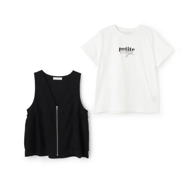 ポンポネットジュニア(pom ponette junior)ペプラムジレ×インナーTシャツ_1
