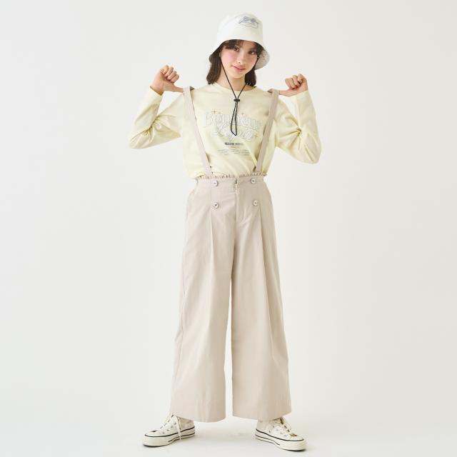 ポンポネットジュニア(pom ponette junior)サスペンダーつき釦ワイドパンツ