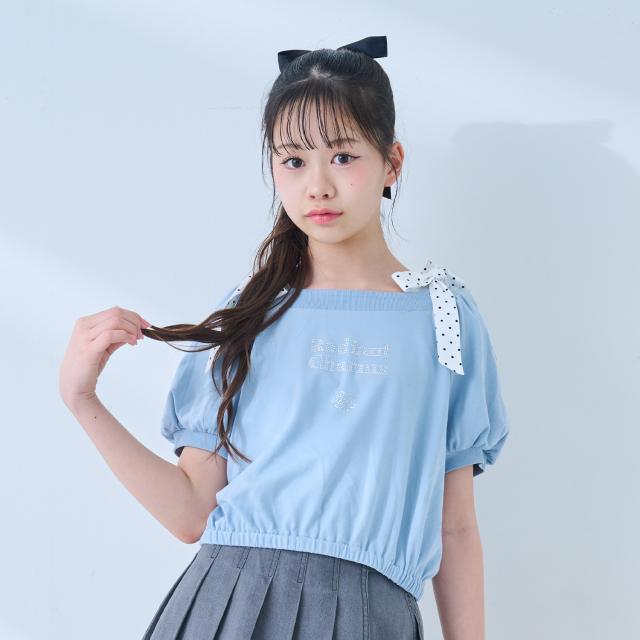 メゾピアノジュニア(mezzo piano junior)【接触冷感】肩リボンタンクトップ＆Tシャツセット