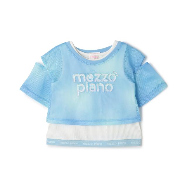 メゾピアノ(mezzo piano)肩開きメッシュTシャツ ＆タンクトップセット