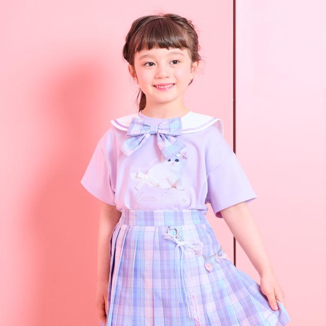 メゾピアノ(mezzo piano)セーラー衿つき　半袖Tシャツ【遮熱・接触冷感・吸水速乾・UVカット】