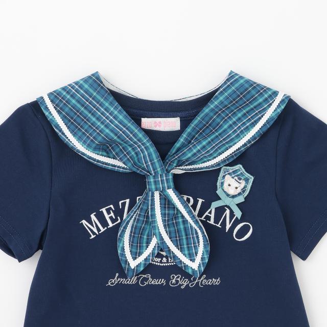 メゾピアノ(mezzo piano)チェックセーラー衿つき　半袖Tシャツ【遮熱・接触冷感・吸水速乾・UVカット】_4