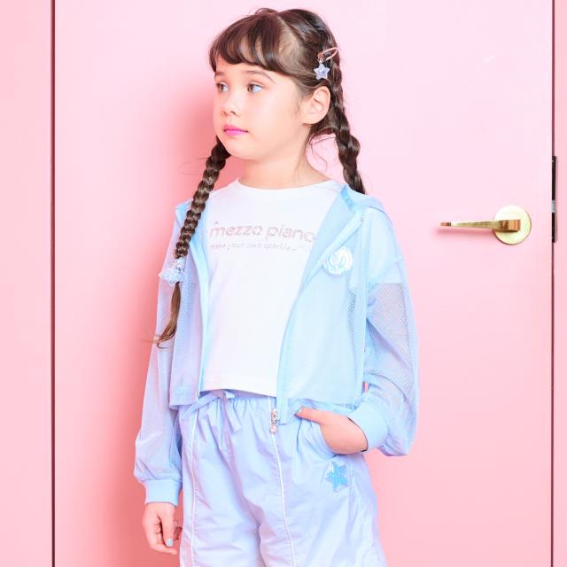 メゾピアノ(mezzo piano)メッシュZIPパーカ　＆肩開きTシャツセット【接触冷感】
