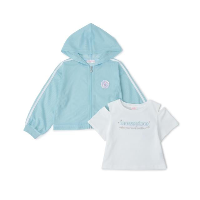 メゾピアノ(mezzo piano)メッシュZIPパーカ　＆肩開きTシャツセット【接触冷感】_4