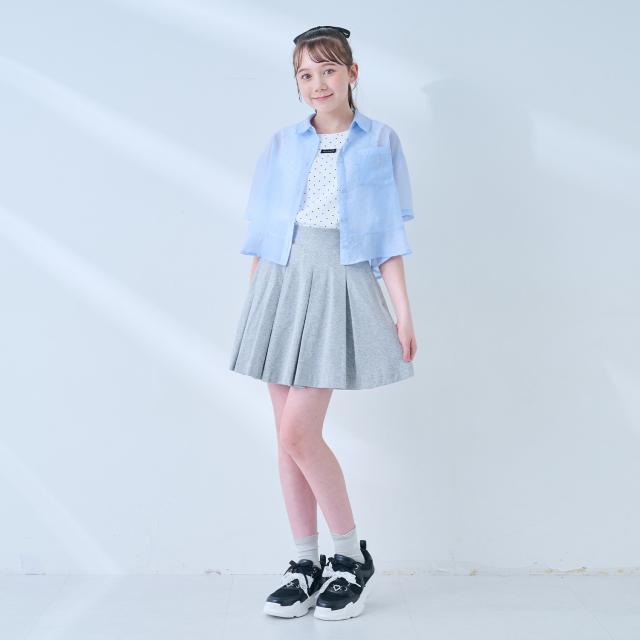 メゾピアノジュニア(mezzo piano junior)【接触冷感・UVカット】ラインストーンキラキラロゴジップパーカセットアップ_5
