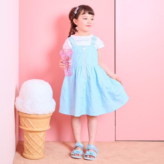 メゾピアノ(mezzo piano)フロントZIPワンピース　＆半袖Tシャツセット