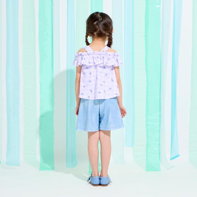 ケーピー(KP)【SWIM】チェック×デニム風 セパレーツ水着 スイムキャッフ゜付き_3
