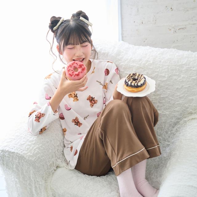 メゾピアノジュニア(mezzo piano junior)【シアバター加工】sweets bear柄 room wear set