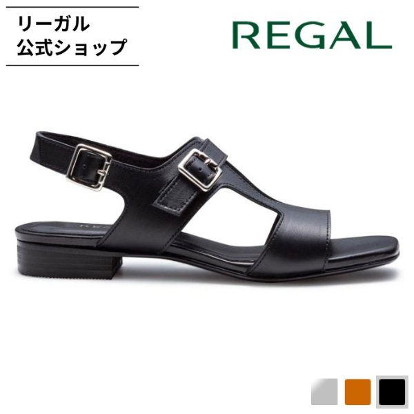 リーガル 公式 REGAL F01S フラットサンダル ブラック サンダル レディース リーガル