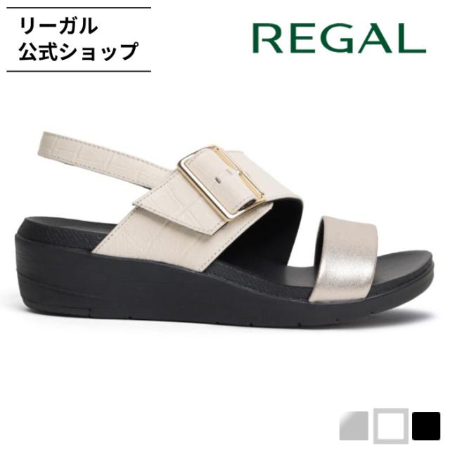 【SALE】リーガル REGAL サンダル レディース ベルトサンダル F04S アイボリーゴールド 白 本革 レザー 3E 幅広 ゆったり 歩きやすい 痛くない 疲れにくい 夏 オフィス カジュアル きれいめ ストラップ 公式