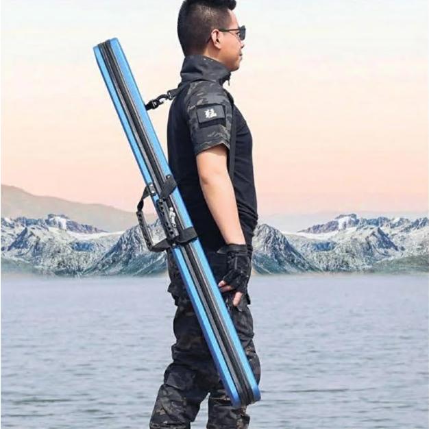 ロッドケース ハード 釣り竿収納バッグ 収納バッグ 耐衝撃 ライトロッドケース 肩掛け 大容量 防水性 コンパクト スリム ブラック 飛行機 車