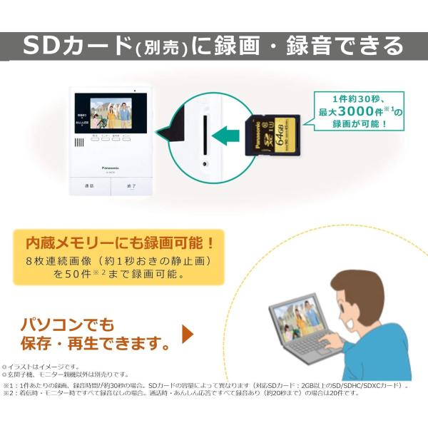 Panasonic パナソニック テレビドアホン VL-SWD505KF 電源コード式 ワイヤレスモニター付 インターホン 防犯カメラ セキュリティ_3