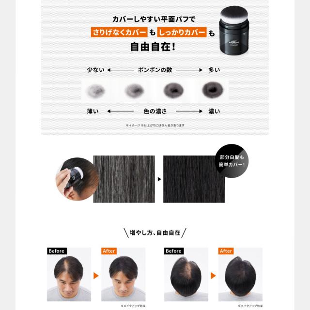 アートネイチャー アートミクロン パウダー＆スプレーセット 薄毛隠し 増毛パウダー 白髪隠し ハゲ隠し 男性用 ヘアファンデーション パフ パウダー 男性 薄毛 増毛 生え際 部分隠し メンズ 白髪対策 ポンポン 頭皮用 髪用 分け形脱毛症 ブラック 公式_11