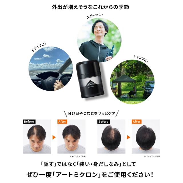 アートネイチャー アートミクロン パウダー＆スプレーセット 薄毛隠し 増毛パウダー 白髪隠し ハゲ隠し 男性用 ヘアファンデーション パフ パウダー 男性 薄毛 増毛 生え際 部分隠し メンズ 白髪対策 ポンポン 頭皮用 髪用 分け形脱毛症 ブラック 公式_19