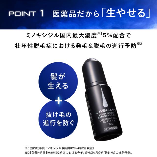 【第1類医薬品】アートネイチャー ラボモ ヘアグロウ ミノキシ5 ネオ 72mL 2本 セット 発毛剤 育毛剤 ミノキシジル 5% AGA 男性用 毛生え薬 薄毛対策 発毛 育毛 養毛 男性 メンズ 発毛促進 抜け毛 脱毛症 薄毛 脱毛 頭皮 送料無料 LABOMO 公式_2