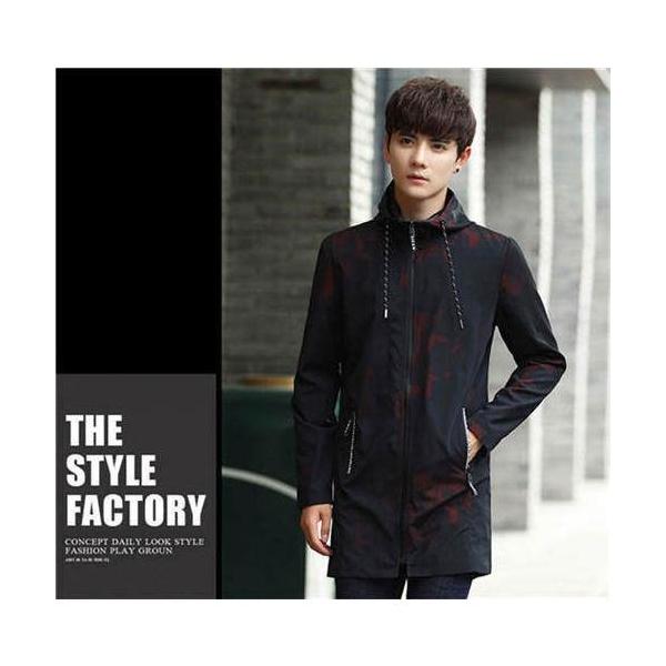 ロングコート メンズ 裏起毛 厚手 長袖 アウター ウィンドブレーカー