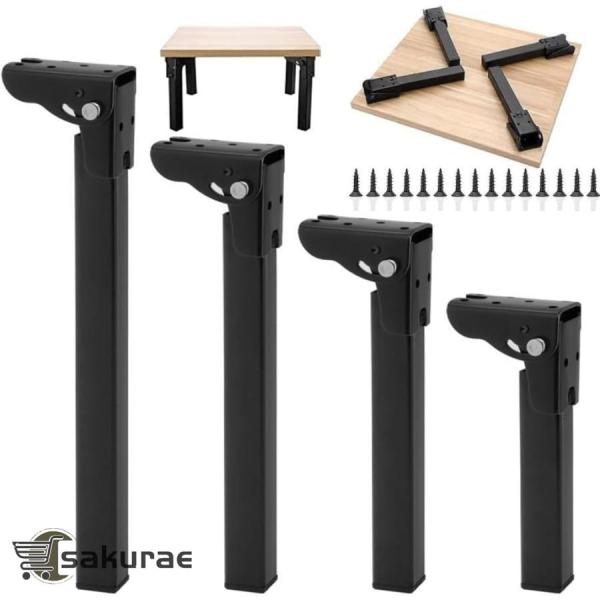 4本セット 折りたたみ式ヘアピンテーブル脚、90°鉄製折りたたみテーブル脚、折りたたみ式テーブル脚サポート,机の足 DIY テーブル脚、コーヒーテーブルサポー