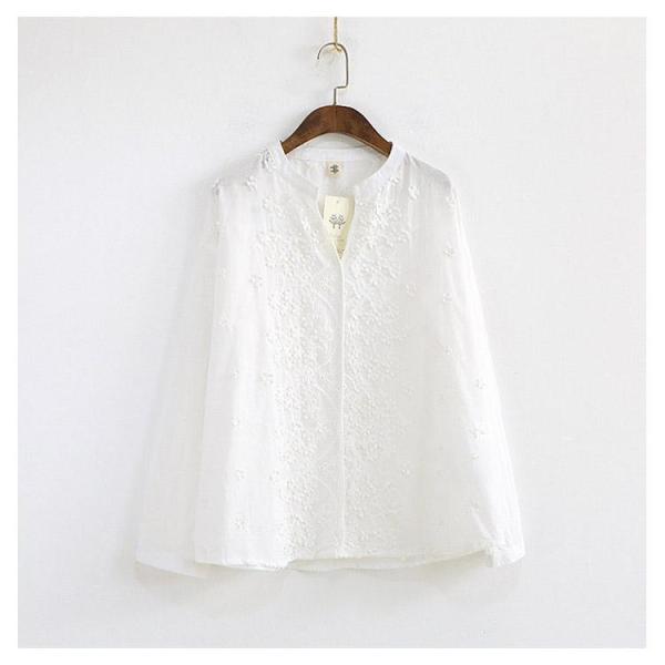 ブラウス トップス 花柄刺繍 透け チュニック シャツブラウス