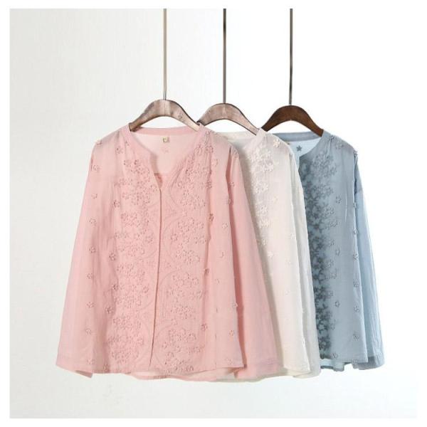 ブラウス トップス 花柄刺繍 透け チュニック シャツブラウス