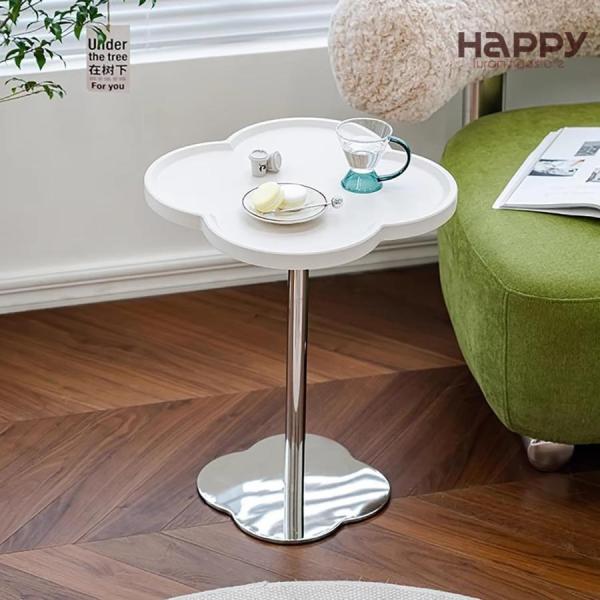 ソファー サイドテーブル サイド テーブル サイドテーブル おしゃれ 花の形の木製サイドテーブル、エレガントな小さなソファコーヒーエンドテーブル、丸いステン