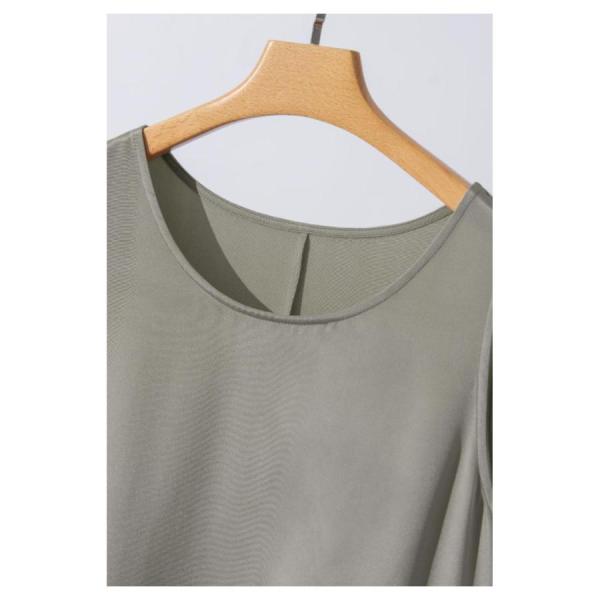 シルク ワンピース タックスリーブ ロングワンピース レディース