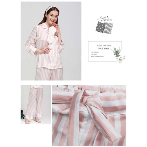シルク100％ パジャマ 絹 レディース ストライプ 長袖 前開き テーラー