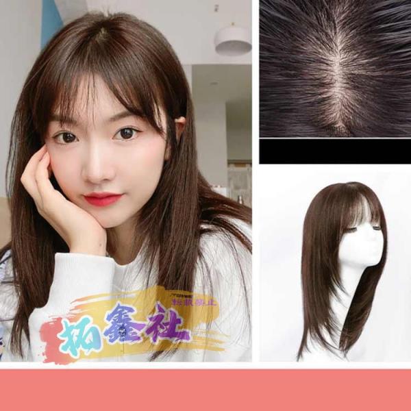 人毛100%総手植え 医療用 部分ウィッ￼グ 茶黒ヘアピース ダーク