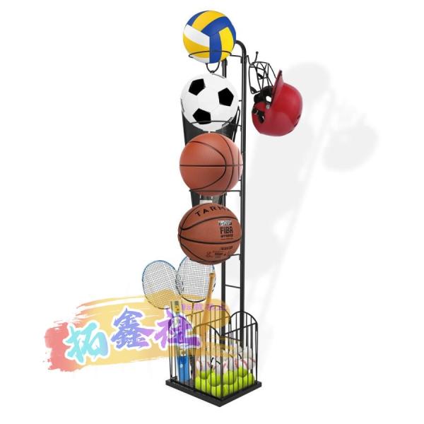 ボールスタンド 4段 ボールラック ボールホルダー 収納 棚 ラック 組立式 玄関 整理 省スペース ブラック 約