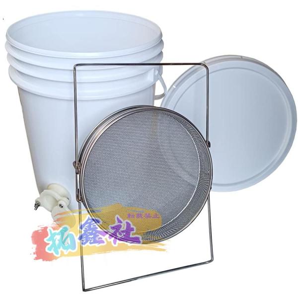 養蜂 器具 はちみつ こし器 蜂蜜 ワックス ろ過器 2重ステンレス ブラシ ふるい 園芸 PVC容器付き