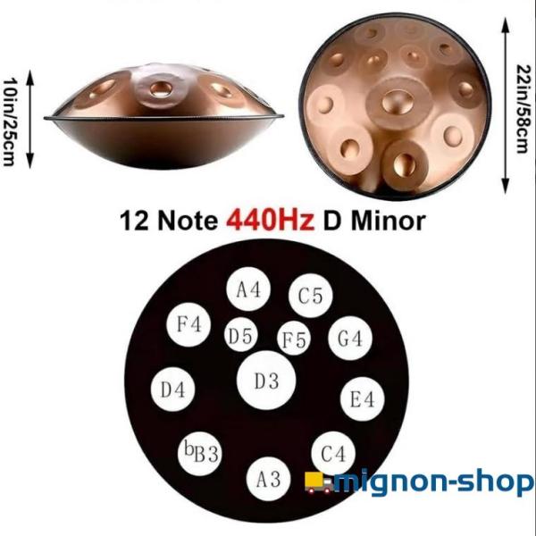ハンドパンドラム 12音符 58cm Dマイナー ソフトハンドパンバッグ付き