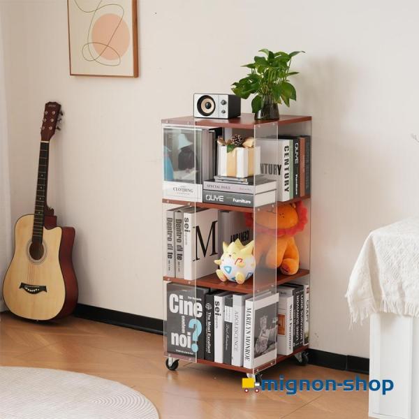 本棚 コミックシェルフ 3段 木製 薄型 大容量 おしゃれ オープンラック 本棚 3-6段 木製 漫画 絵本棚 薄型本棚 収納棚 奥行10㎝ 大容量