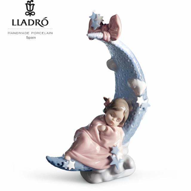 お月さまの夢 LLADRO リヤドロ 女の子 月 星 フィギュリン 置物 オブジェ インテリア人形 磁器 かわいい スペイン プレゼント お祝い 出産 新築 開業 癒し リビング 寝室 事務所 オフィス 【正規品】01006583
