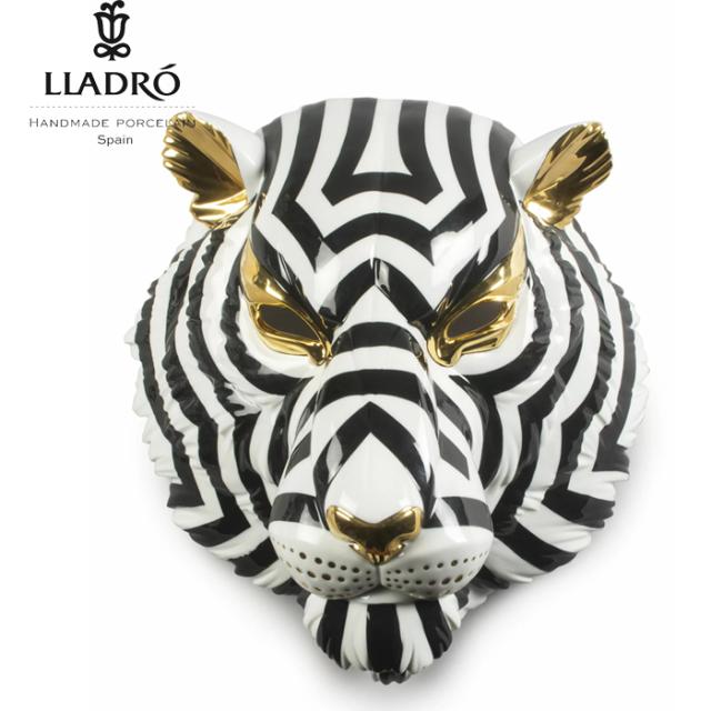 Mask Tiger Black-Gold  LLADRO リヤドロ 虎 タイガー フィギュリン 01009404 置物 オブジェ インテリア人形 磁器 かわいい スペイン プレゼント お祝い 新築 開業 癒し リビング 寝室 事務所 オフィス 【正規品】