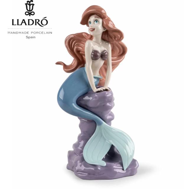 アリエル  LLADRO リヤドロ リトルマーメイド 人魚 ディズニー フィギュリン 置物 オブジェ インテリア人形 磁器 かわいい スペイン プレゼント お祝い 新築 開業 癒し リビング 寝室 事務所 オフィス 【正規品】01009416